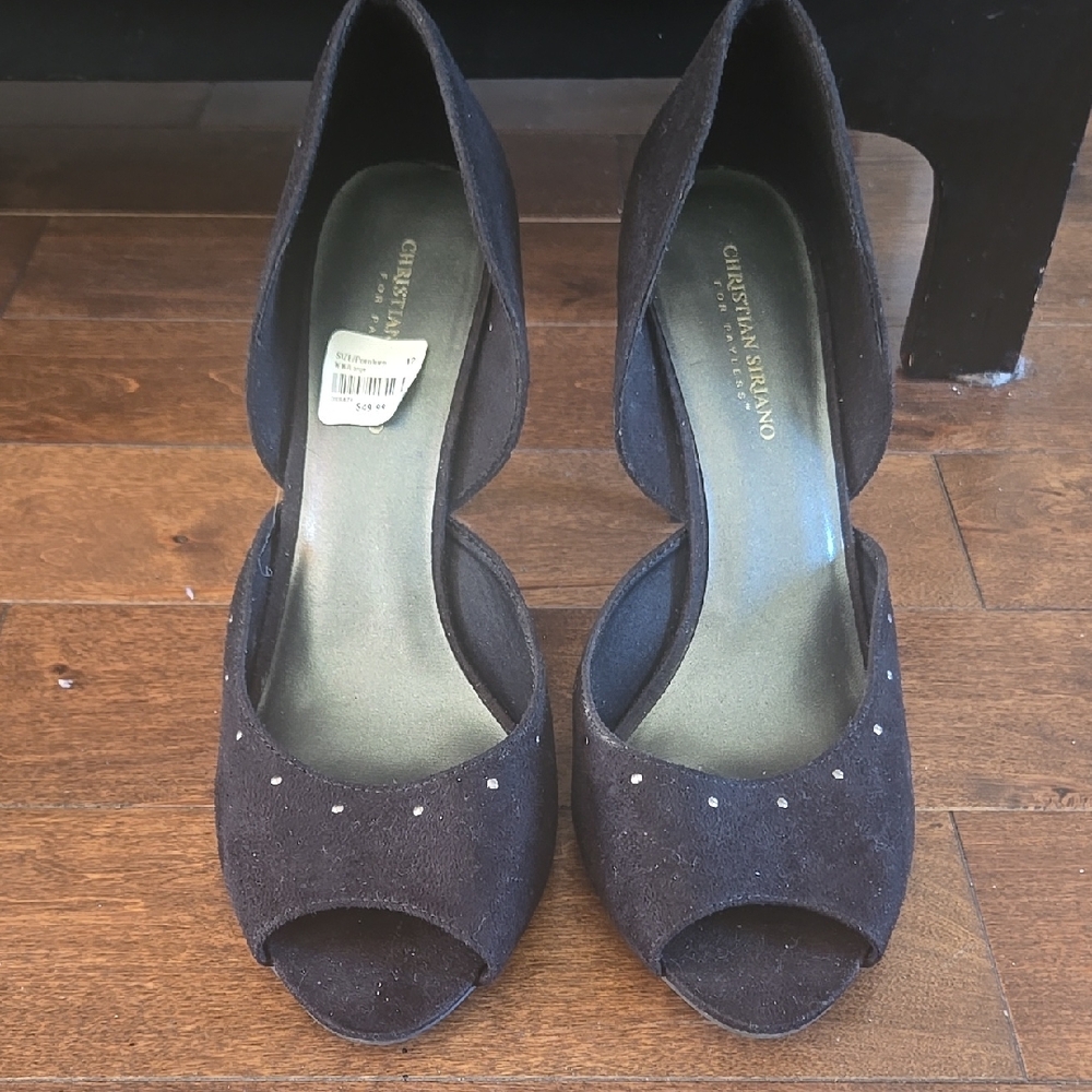 Christian Siriano Black Peep Toe Heels